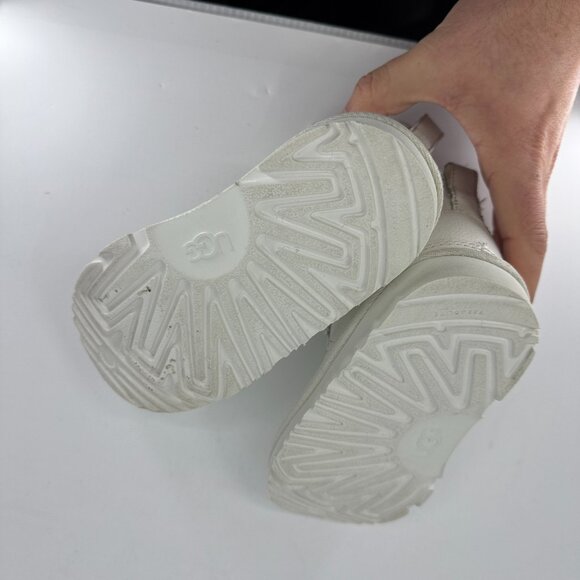 UGG Neumel Boots Kids Size 11C Youth White Leather Chukka Fur Lined Lace Up - Picture 7 of 10